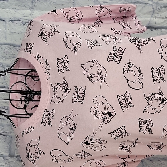 TOM AND JERRY Pink Crop Shirt Large‎ - Picture 2 of 6